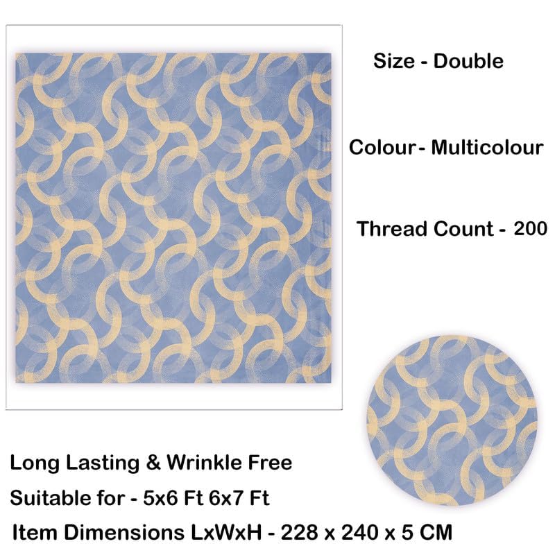 100% Cotton Double Bedsheet With 2 Matching Pillow Covers | Soft Touch Cotton Fabric-Comfortable & Durable - 90 X 100 Inches, Grey & Beige