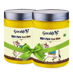 Organic Desi Cow Ghee By Gorakh | Good Source Of Protein Fiber Healthy & Nutritious Desi Cow Ghee Perfect For Authentic Village Taste | 500ml (250ml * 2) 16.9 Ounce | Jar Pack