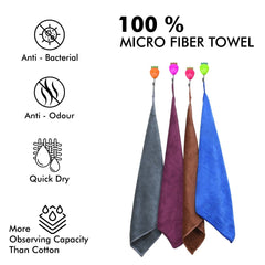 Yellow Weaves Microfiber Face Towel 880 Gsm - Set Of 4 (Multicolour)