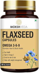 Mokshveda Flaxseed Capsules With Omega 3 For Men & Women, Supports Skin, Joint, Hair & Immunity Support | 60 Veg Capsules 100gm 0.2lbs Each Pack Of 3