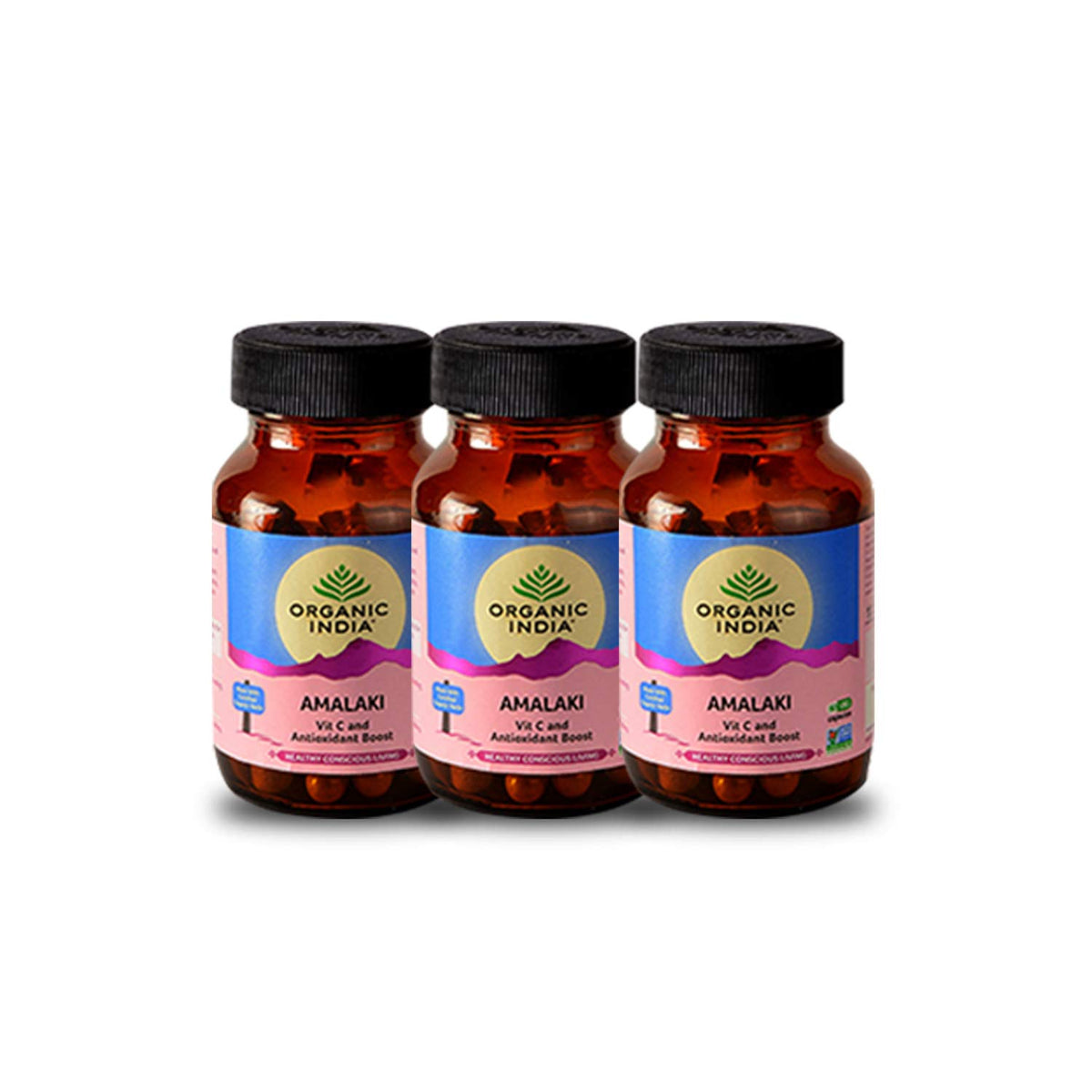 Organic India Amalaki Detoxifies And Rejuvenates The Digestive System | 60 Veg Capsules 100gm 0.2lbs Each Pack Of 3