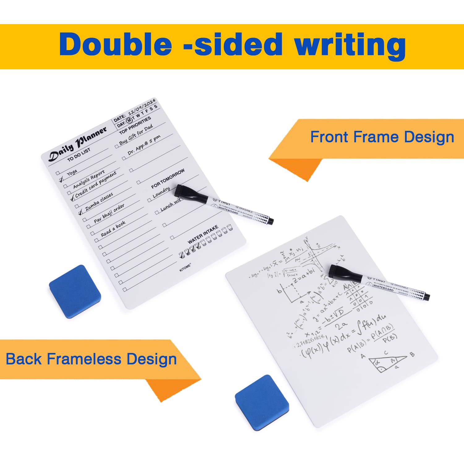 To Do List Planner, Acrylic Daily Planner Dry Erase Board, With Wooden Base, 1 Marker & Duster