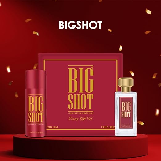 Oscar Luxury Bigshot Deo & Perfume Gift Set (red) 150ml 5 Fl.oz. | Premium Long Lasting Perfume 50ml 1.69 Fl.oz. For Unisex | Skin Friendly | Eau De Parfum | Valentine Day Gift Combo