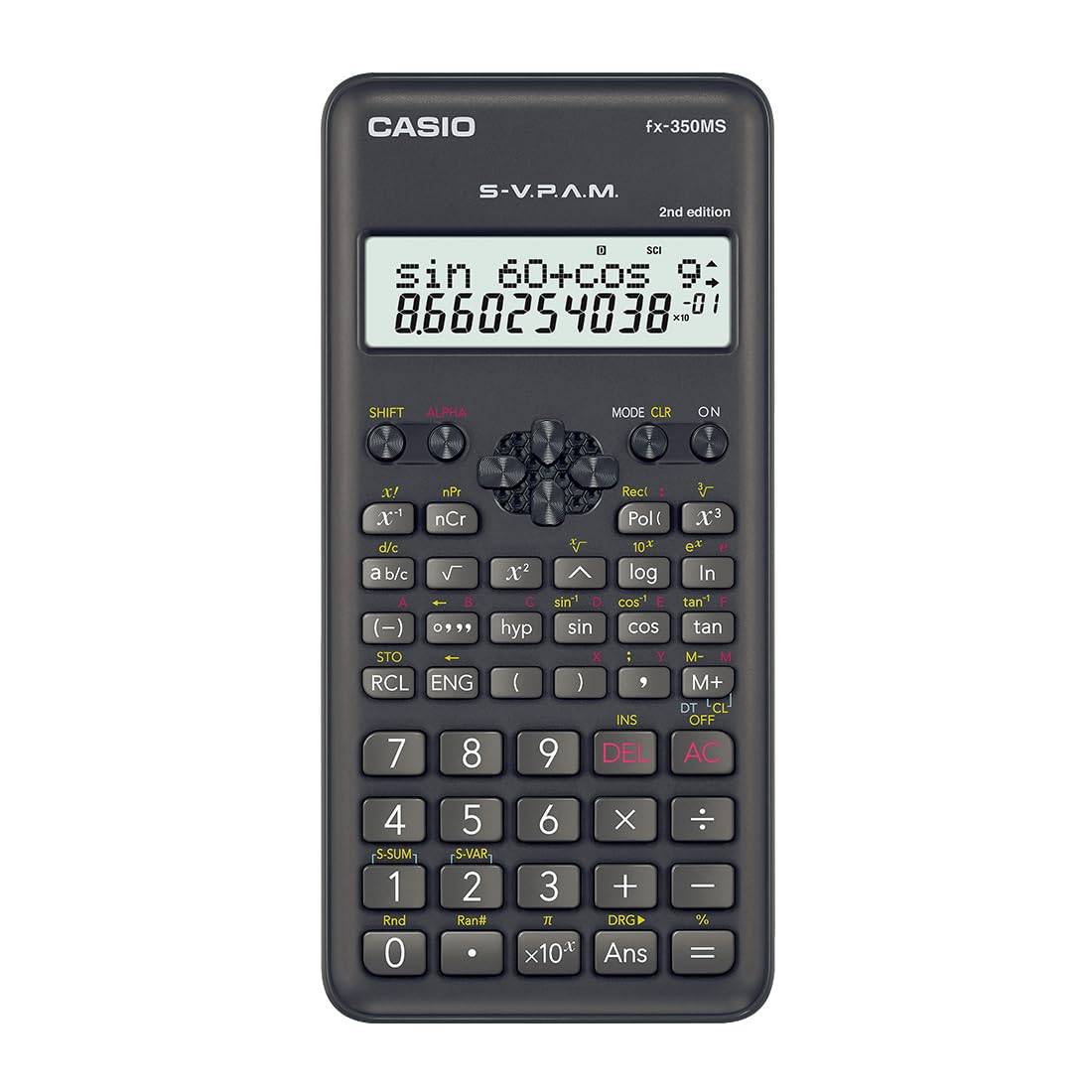 Casio Fx-350ms 2nd Gen Non-programmable Scientific Calculator, 240 Functions And 2-line Display | 3 Years Warranty Manufacturer