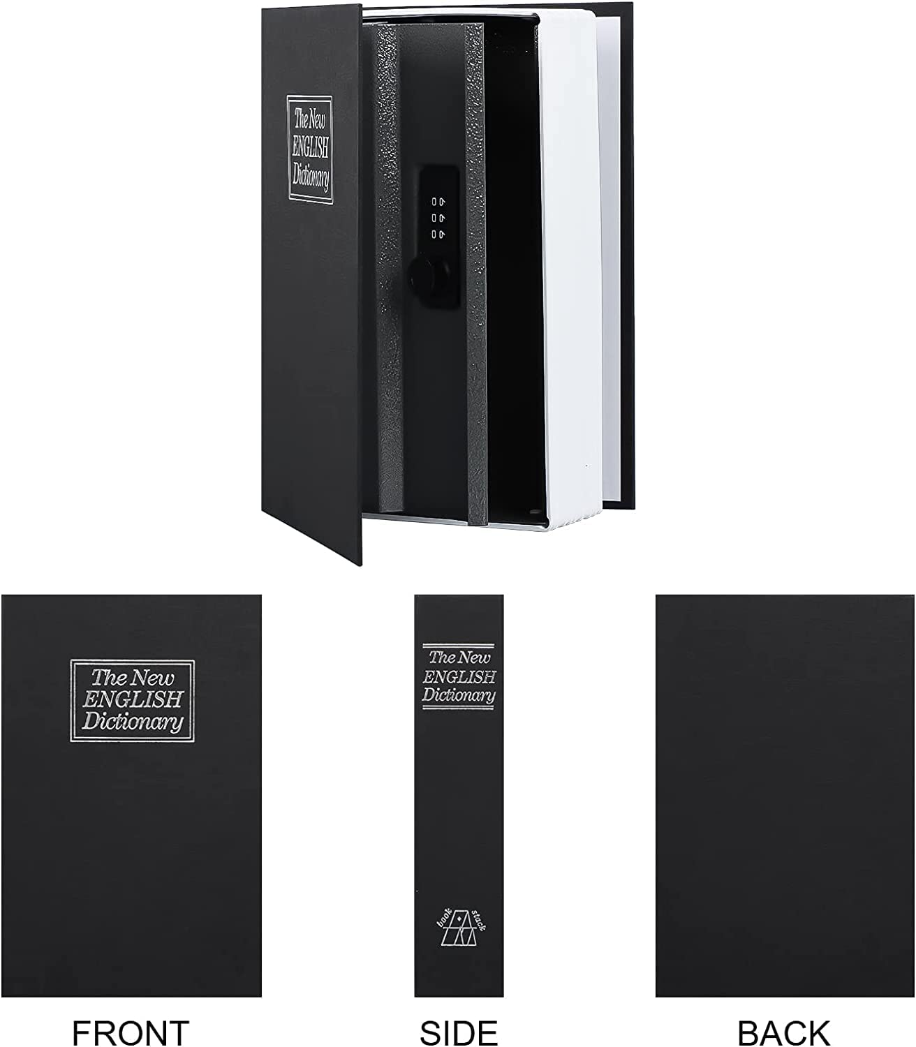 Alloy Steel Book Safe With Combination Lock, Dictionary Book Safe, Portable Safe Box, Great For Storing Cash, Jewellery, Kids, Money & Diamond Ring Small- 18*11.5*5.5 Cm, Colour - Black