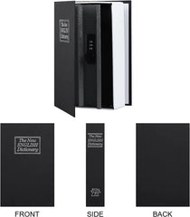 Alloy Steel Book Safe With Combination Lock, Dictionary Book Safe, Portable Safe Box, Great For Storing Cash, Jewellery, Kids, Money & Diamond Ring Small- 18*11.5*5.5 Cm, Colour - Black