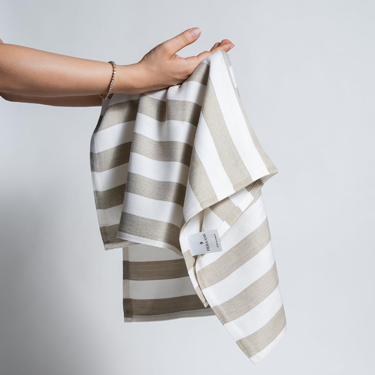 Debaans Bamboo 1 Bath & 2 Hand Towels 800 Gsm | 100% Bamboo, Quick Dry, Lightweight Towels (Olive Stripes)- Set Of 3