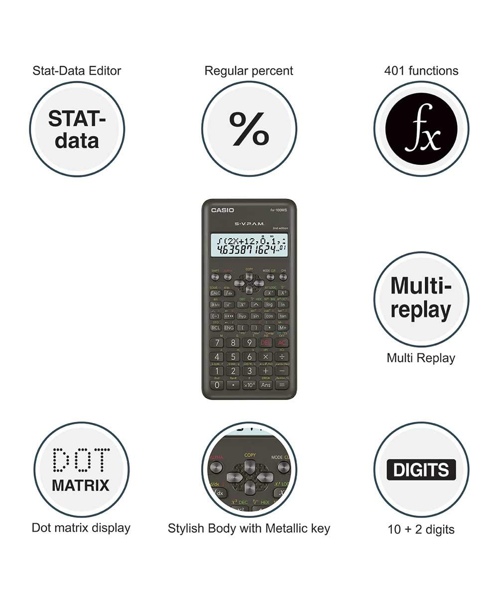 Casio FX-100MS 2nd Gen Scientific Calculator & Casio FX-82MS 2nd Gen Scientific Calculator