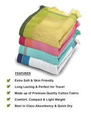Athom Living Light Weight Cotton Premium Waffle Border Bath Towel | Pack Of 4 Multi7