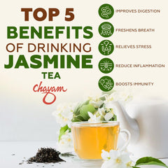 Chayam Jasmine Green Tea - 50gm Tin, 1.7 Ounce | Improves Digestion & Relieves Stress, Enjoy Hot Or Iced - Rich In Antioxidants | Low Caffeine