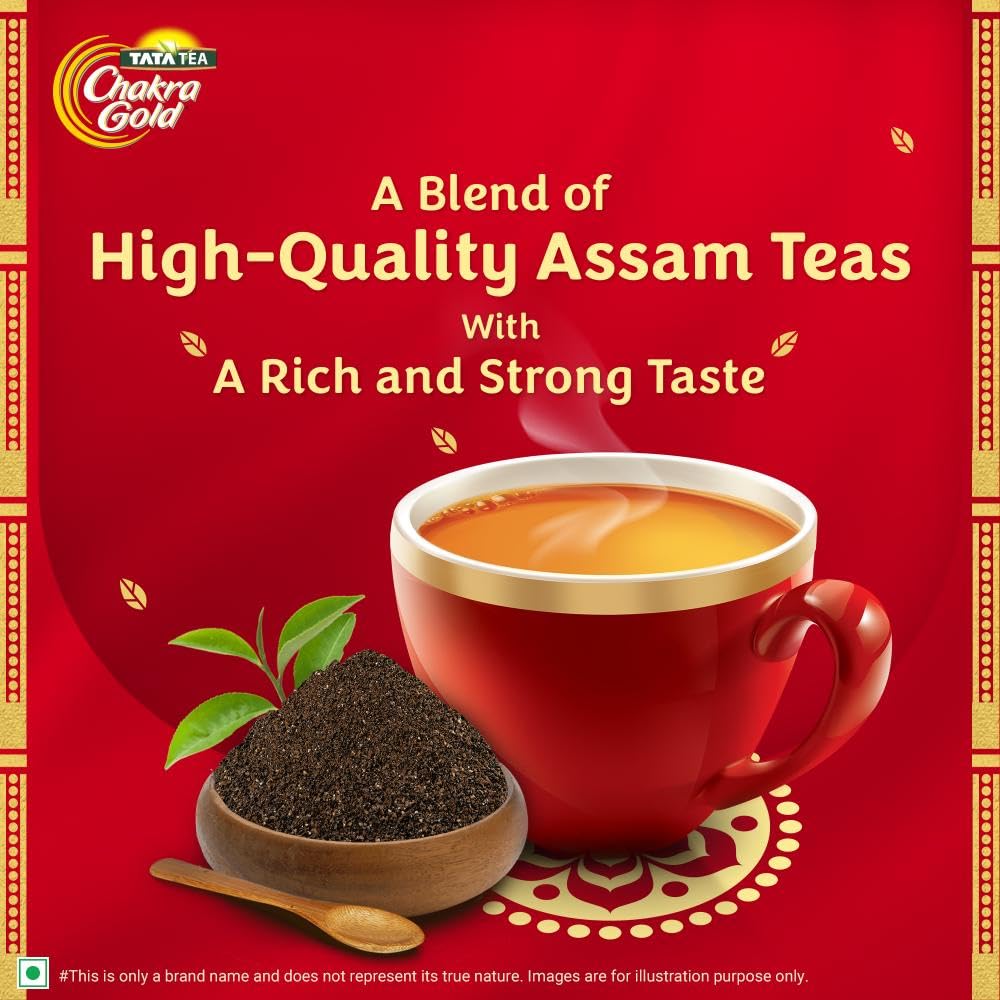 Tata Tea Chakra Gold Premium Tea - 500gm, 17.6 Ounce | Strong Tea With Long Lasting Taste - High Quality Assam Tea | Medium Caffeine Chai Patti