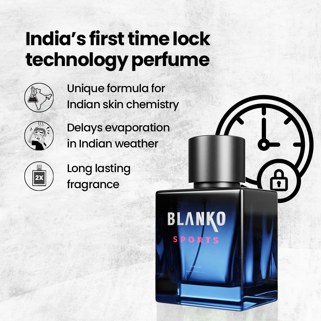 Blanko Sports Time Lock Technology Parfum 100ml 3.4 Fl.oz. Each Pack Of 2 | Luxury Fragrance Gift Set For Husband, Father, Brother