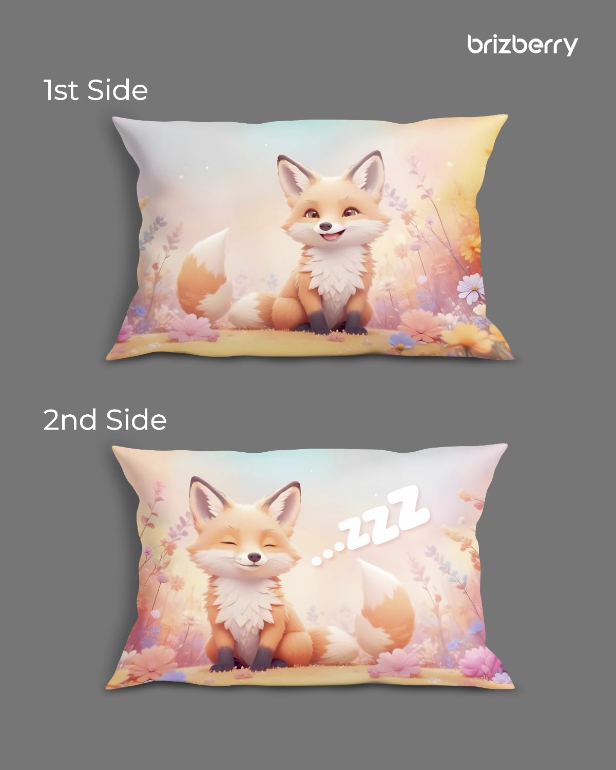 Kids Pillow Cushion With Super Soft Fabric, Animal & Cartoon Prints - 12x18 Inches | Dual Sided Design, Durable & Easy Care | Large & Versatile, Multi-Purpose, Made In India - Design 16