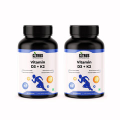 Citrus Nutraceutical Vitamin D3 With K2mk7 Supplement | Supports Immunity, Stronger Bone & Heart Health | 60 Veg Capsules, 100gm 0.2lbs , Each Pack Of 2