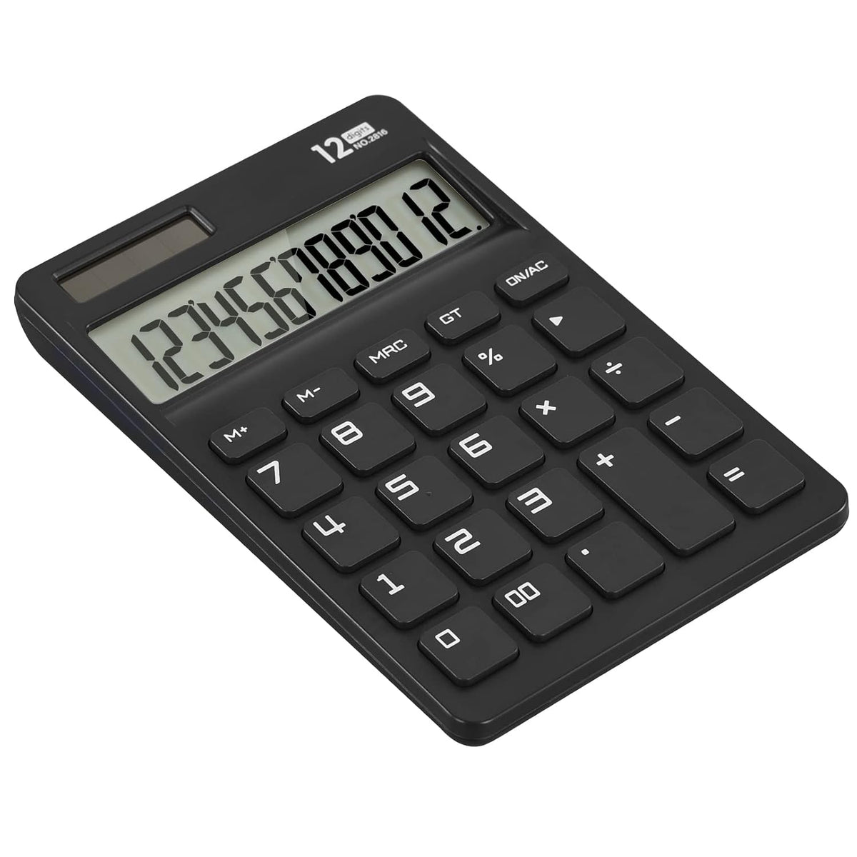 Eoocoo Desk Calculator With Large Key Buttons,12 Digits Standard Large LCD Display Solar And Battery Powered For Office, School, Home & Business Use - Black