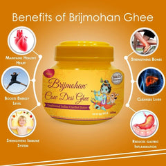 100% Pure Cow Desi Ghee By Brijmohan | Rich In Calcium & Minerals Healthy Desi Cow Ghee Good For Bones Health | (500ml) 16.9 Ounce | Jar Pack