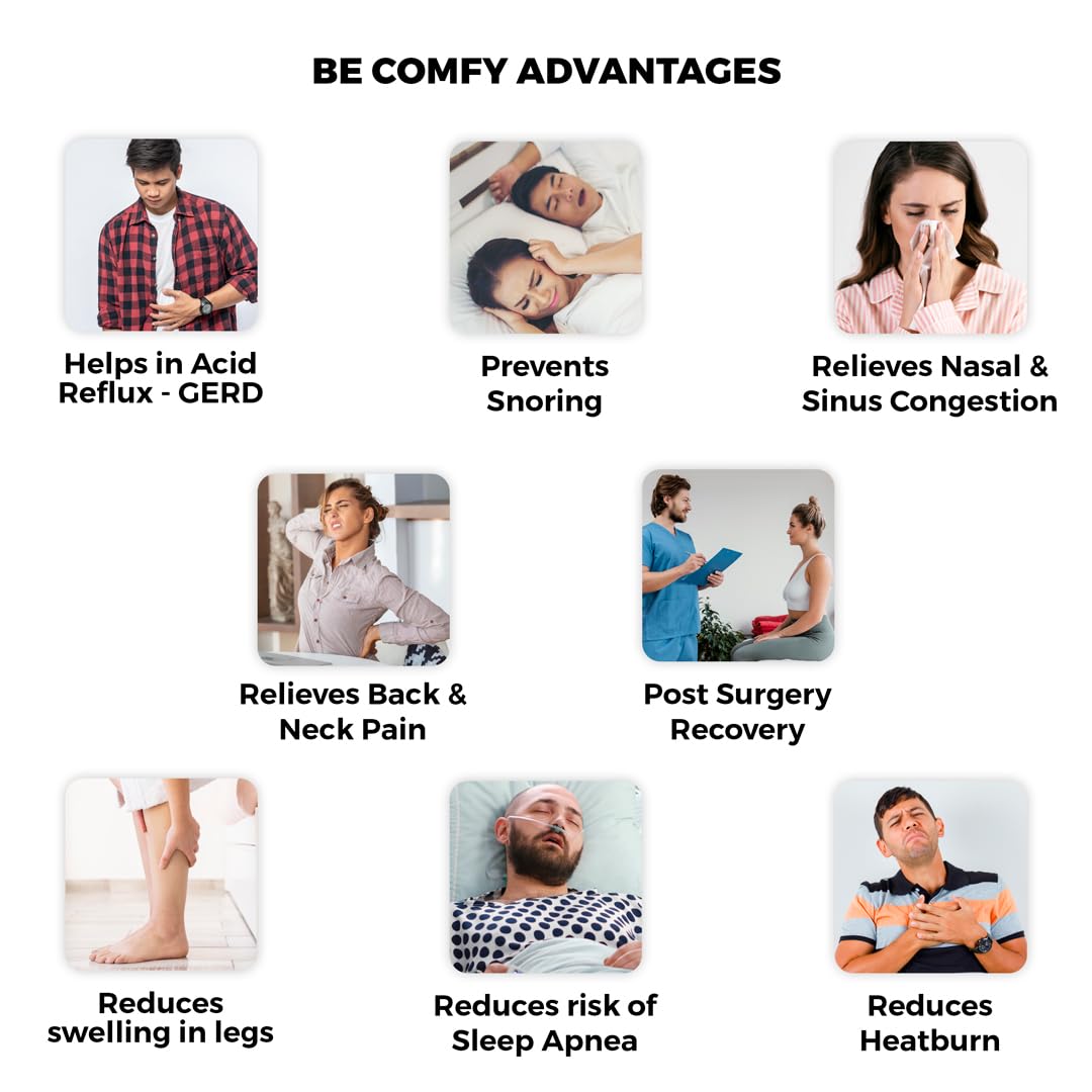 Wedge Pillow, For Ergonomic Posture, Work, Comfort, Recovery, Pain & Sleep, White & Grey | Medium Size, Back Pain Relief, Post Surgery Recovery Pillow, Multipurpose Pillow - Pack Of 1