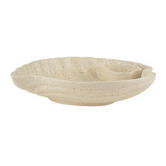 Ceramic Snacks Serving Platter With Dip Cup - Off White, 8 Inches | Nachos & Snack Serving Platter