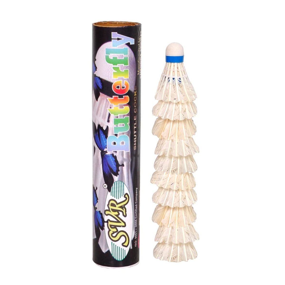 SVR Butterfly High Speed Feather Badminton Shuttlecock | White , Pack Of 10
