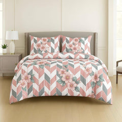 Queen Size Printed Double Bedsheet With 2 Pillow Covers For Home | 90 X 100 Inches, Pink & Grey - Beautiful Bedsheet Set | Perfect For Gifting Wedding, Anniversary