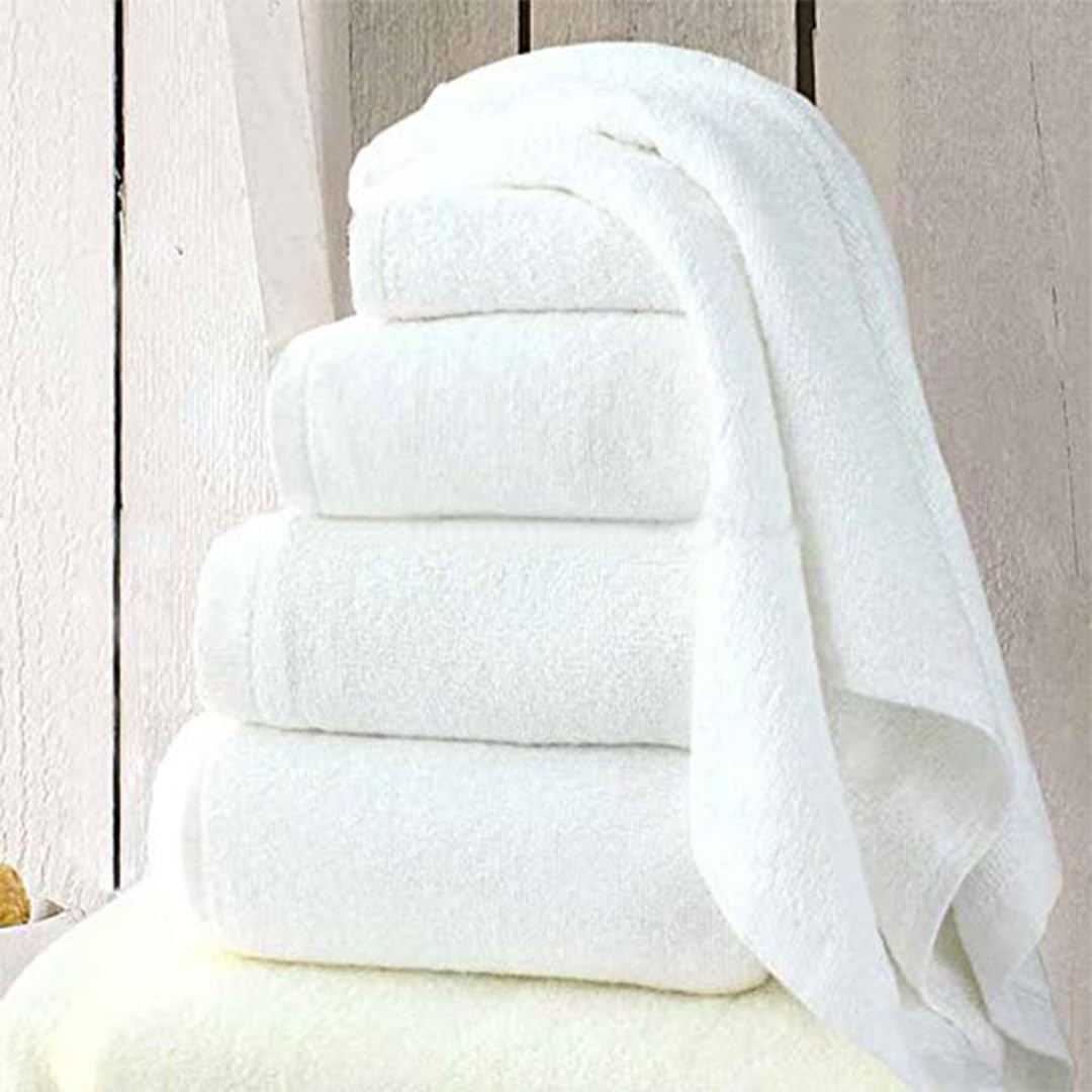 Mom Care Cotton Face Towel 1200 Gsm | Soft Reusable Napkins Good Water Absorbency Soft & Fluffy Cotton Towel (White) - 12 Pcs