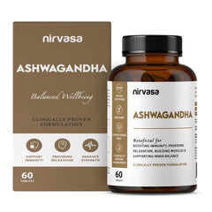 Nirvasa Ashwagandha Tablets For Men & Women 500mg With Natural Ashwagandha Extract For Immunity, General Wellness & Improves Muscles Strength | 60 Tablets 100gm 0.2lbs