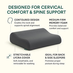 Cervical Pillow For Neck Pain & Shoulder Pain Relief, Slate, Size - XXL King | Memory Foam Pillow - Spondylitis Orthopedic Pillow | Neck Support, Pillow For Sleeping, Contour Medical Pillow