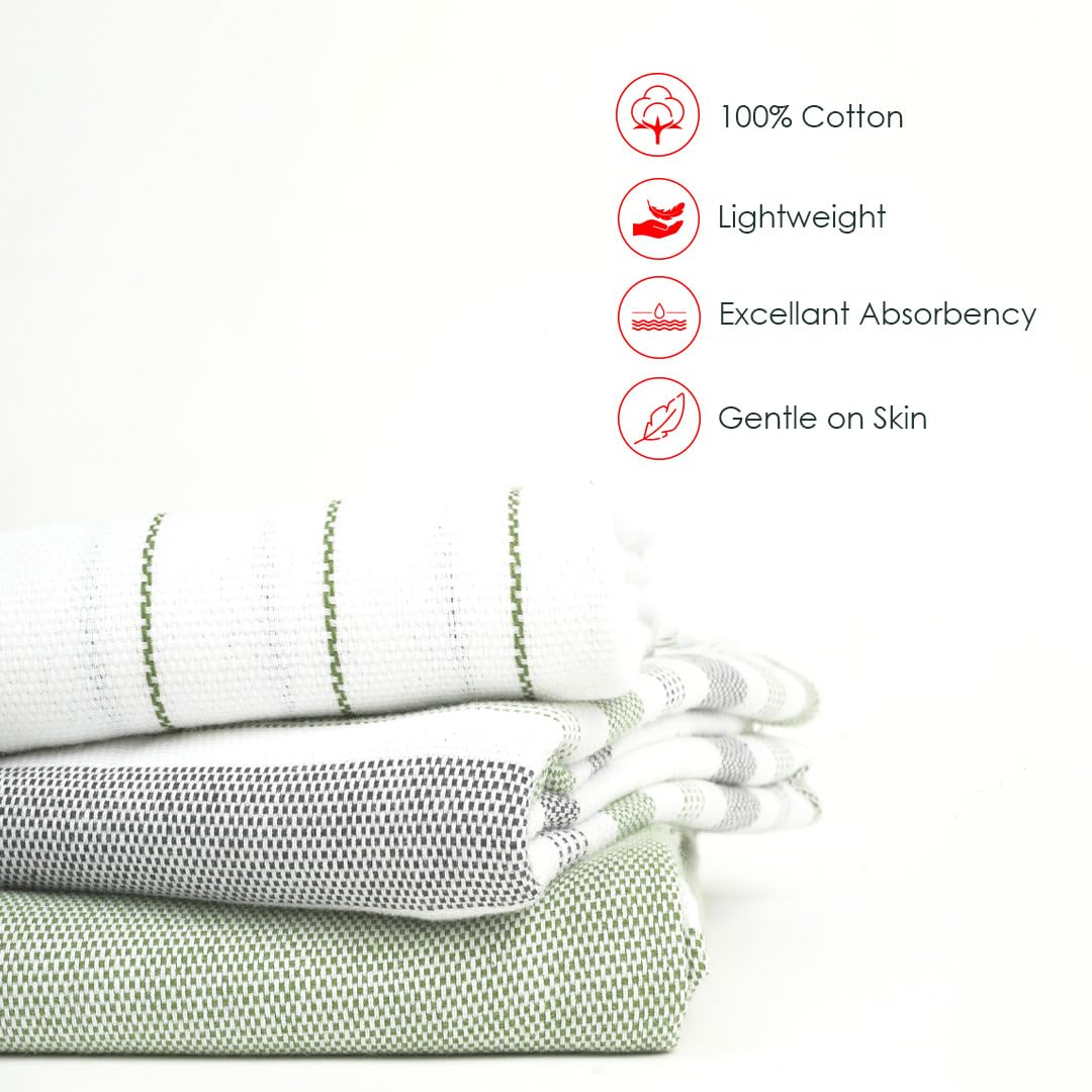 Thirsty Towel Cotton Bath Towel 600 Gsm | Super Soft & High Absorbency Towels, Quick Dry Towels For Men, Women & Kids Set Of 3 (Cambric Green)