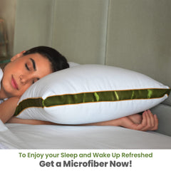 Microfiber Bed Pillow For Sleeping, Down Alternative Ultra Soft Cotton Pillow, White & Green, Blue | Bed Pillow, Microfiber Pillow | Breathable, Washable, Durable, Hypoallergenic - Pack Of 4