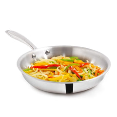 Triply Stainless Steel Fry Pan With Handle For 2-3 People - Medium 24cm, 9.4 Inch, 1.7 Liters, 1 Kg | Induction Friendly, Nonstick 3-Layer Body, 100% Pure & Toxin-Free, No Chemical Coating