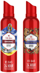 Old Spice Original & Lionpride No Gas 24 Hour Long Lasting Freshness Deodorant Perfume Body Spray For Men 140ml Each 4.7 Fl.oz.