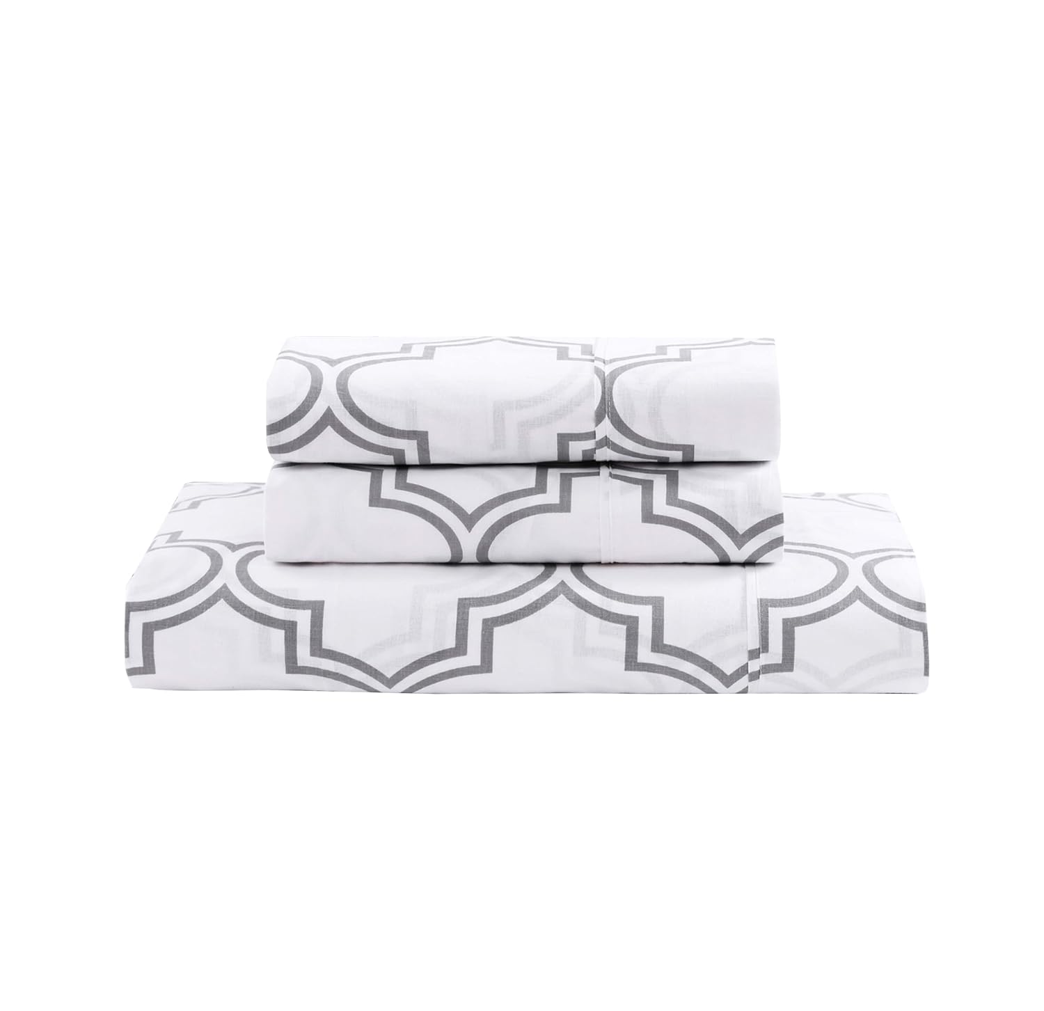 100% Organic Cotton Bedsheet For Double Bed With 2 Pillow Covers | 90 X 100 Inches, White & Grey | Soft & Comfortable Fabric, Machine Washable