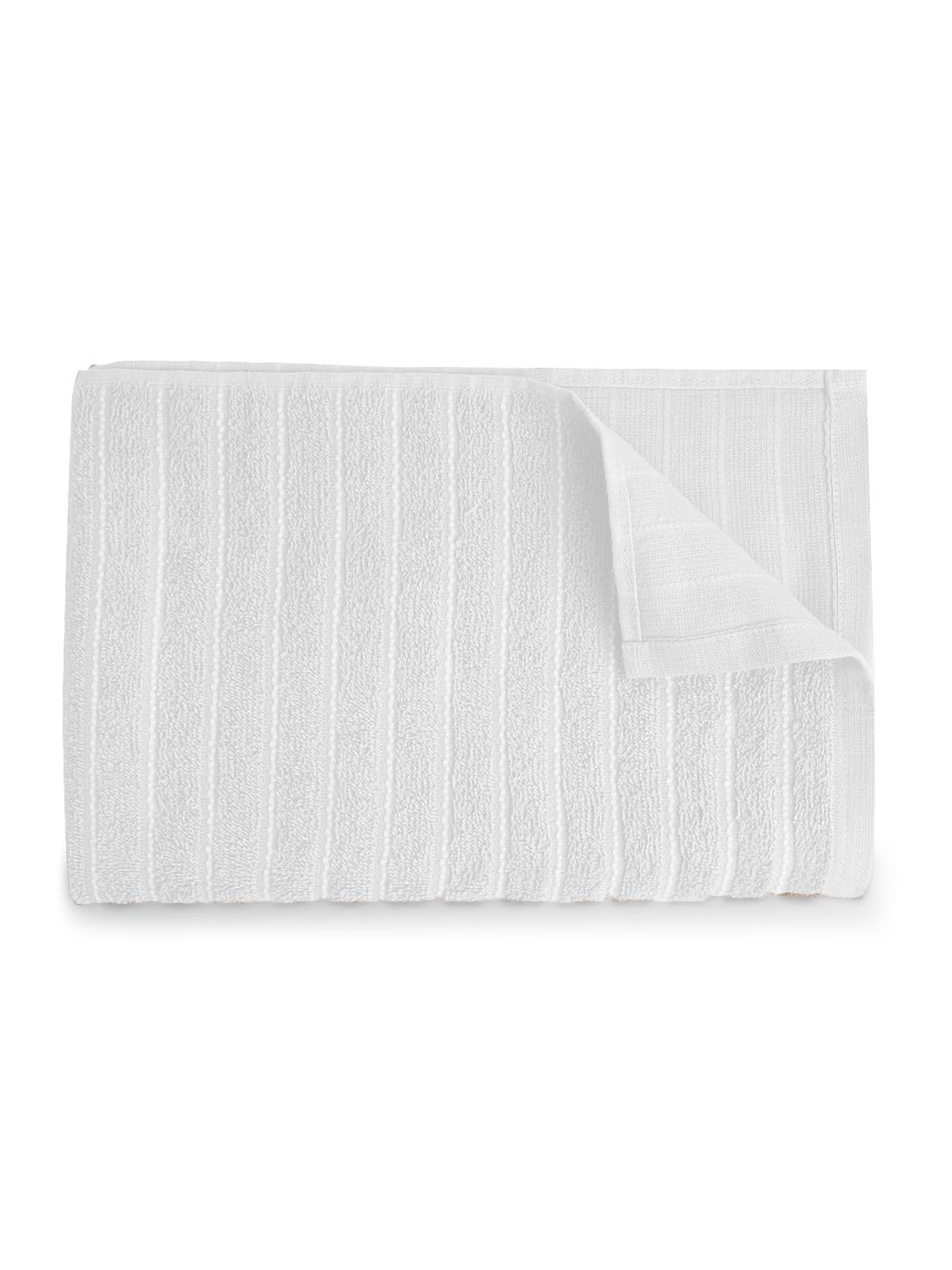 Welspun 100% Cotton Large 250 Gsm Dobby Solid 2-In-1 Bath Towel (White)