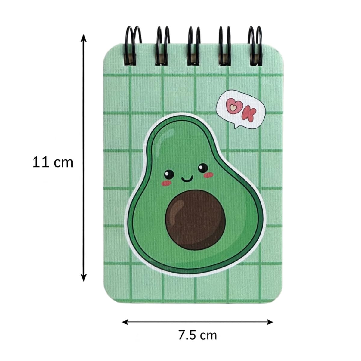 Spiral Pocket Notebook, Cute Mini Notepad, Handy Notebook For School, Office (Kiwi) Pack Of 1