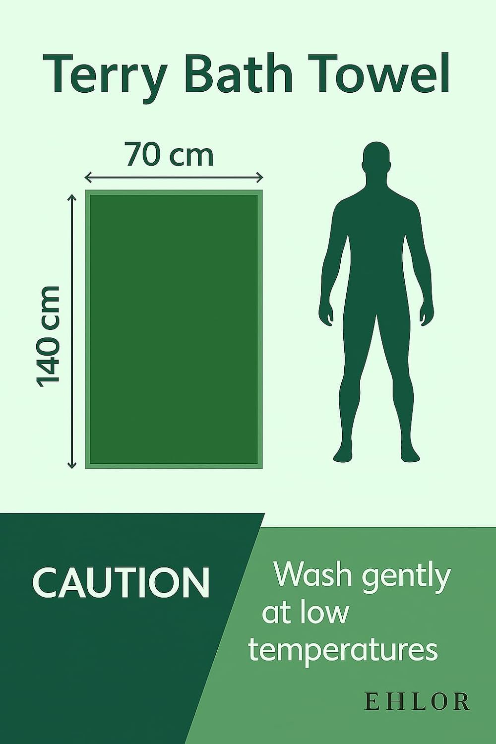 Ehlor Bamboo Bath Towel 450 Gsm | Ultra Soft & Quick Dry Antibacterial & Odor-Resistant | Eco-Friendly Towel For Bath, Spa & Gym (Sage Green)