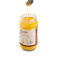 Organic Natural A2 Desi Cow Ghee By Ekatrit | Natural & Healthy Fragrance Belona Cow Ghee Perfect For Use Puja | 2 Litre (1 Litre * 2) 67.6 Ounce | Jar Pack