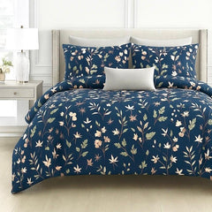 Cotton Queen Size Printed Double Bedsheet With 2 Pillow Covers For Home | 90 X 100 Inches, Dark Blue - Beautiful Bedsheet Set | Perfect For Gifting Wedding, Anniversary