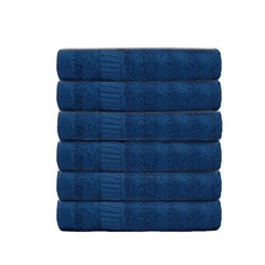 Mush 100% Bamboo Hand Towel 1200 Gsm | Ultra Soft, Absorbent, Quick Dry Towels For Facewash, Gym, Pool, Sports, & Travel - Navy Blue (Pack Of 6)