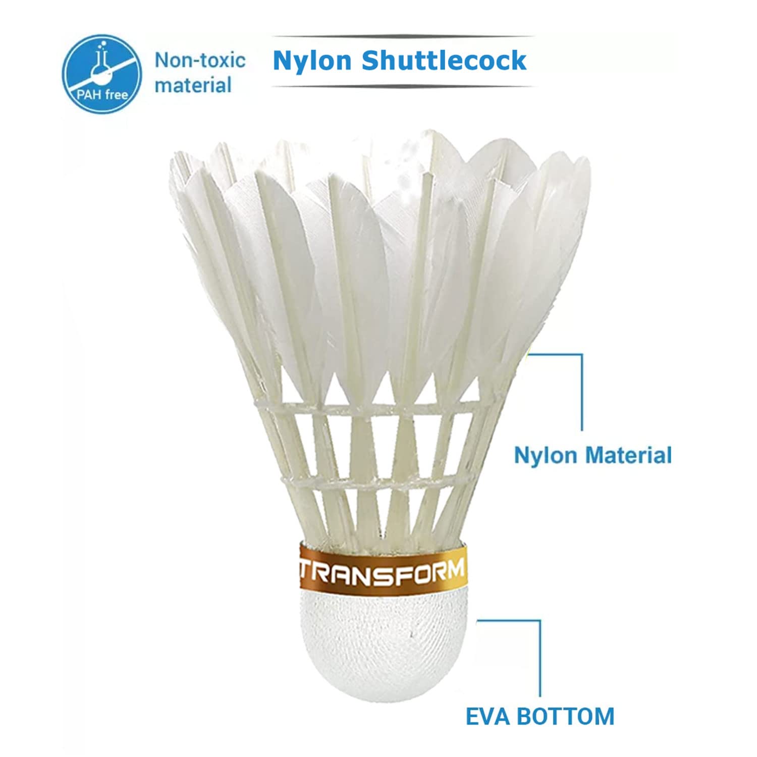 Transform Falcon VT- Ace Badminton Feather Shuttlecock , Speed 77 | White , Pack Of 12