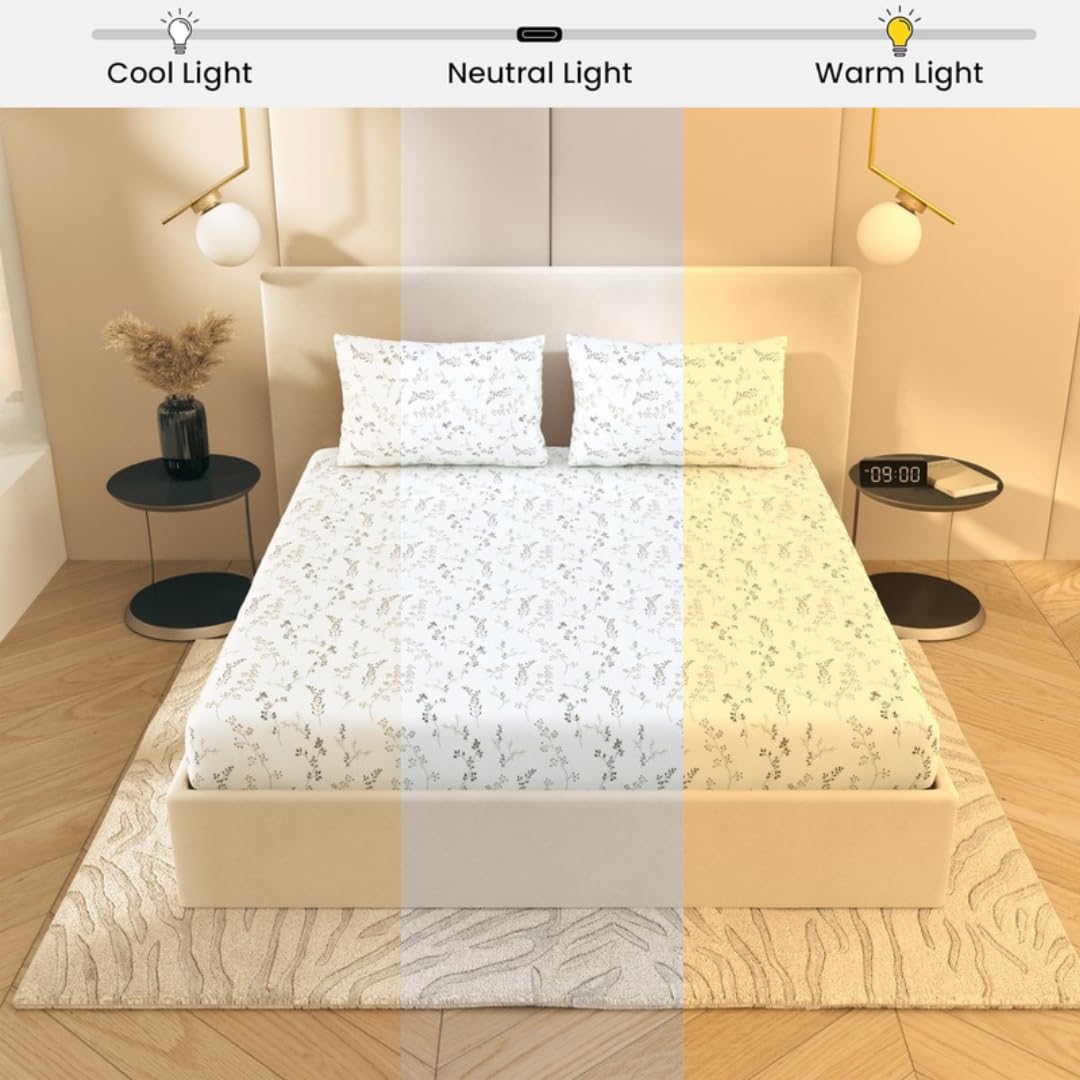 Queen Size Pure Cotton Bedsheet With 2 Pillow Covers | 90 × 100 Inches, White & Brown | Soft Breathable Floral Design Bedding | Comfortable Sleep All Year