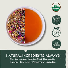 Luxmi Estates Valerian Dream Herbal Tea - 30gm, 1.05 Ounce, 15 Tea Bags | USDA Certified Organic Valerian Root + Chamomile Herbal Tea - Gluten Free, Caffeine Free Tea Bags