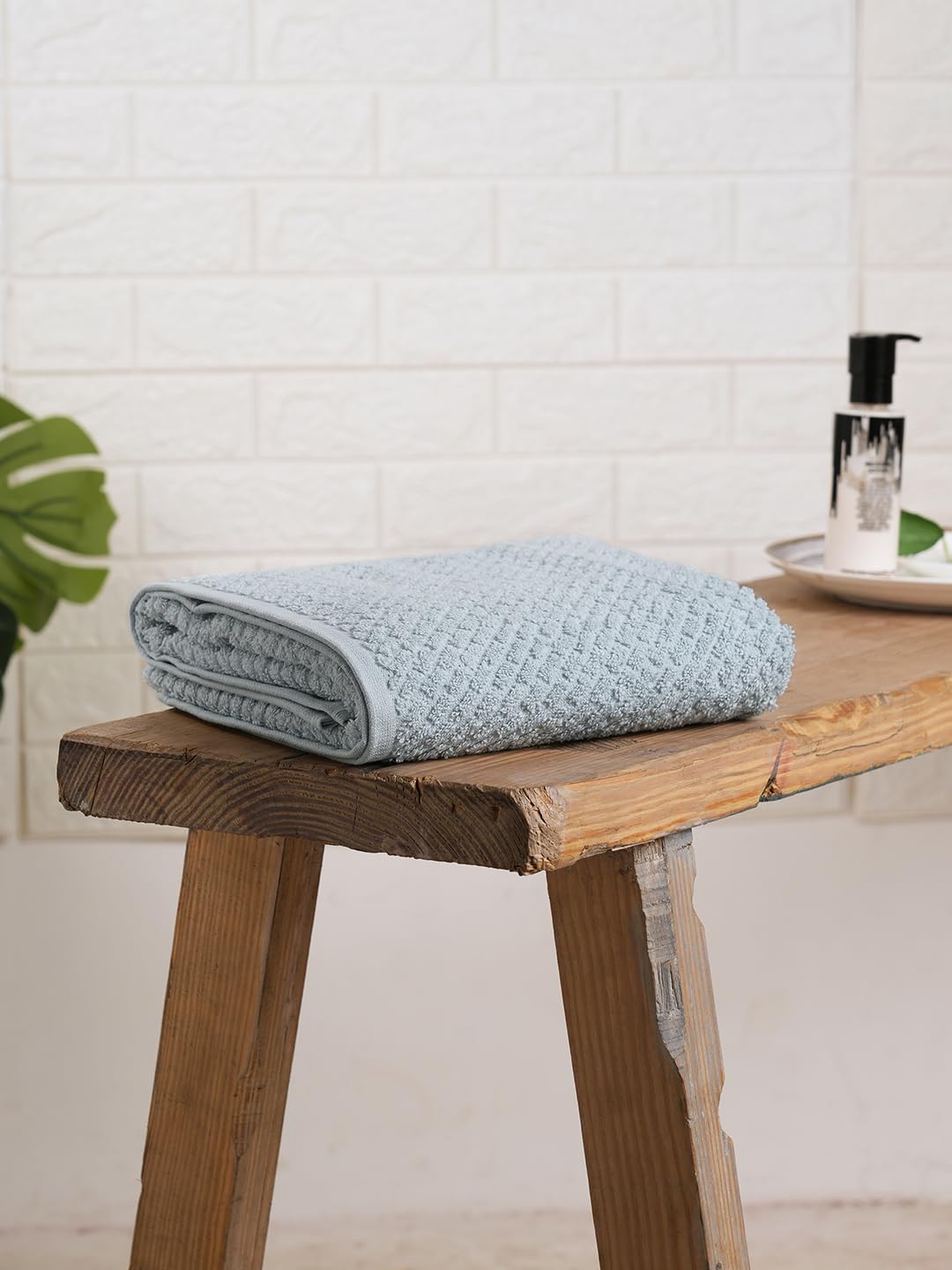 Spaces 100% Cotton Large Bath Towel 400 Gsm | For Men & Women Super Absorbent, Quick Dry, Ultra Soft Dobby Solid Design Towels Large Size (Delicate Blue)
