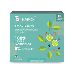 Teabox Detox Kahwa Herbal Tea - 25 Pyramid Tea Bags | Made With 8 Natural Ingredients - 100% Bio Degradable Teabags | 0% Bitterness