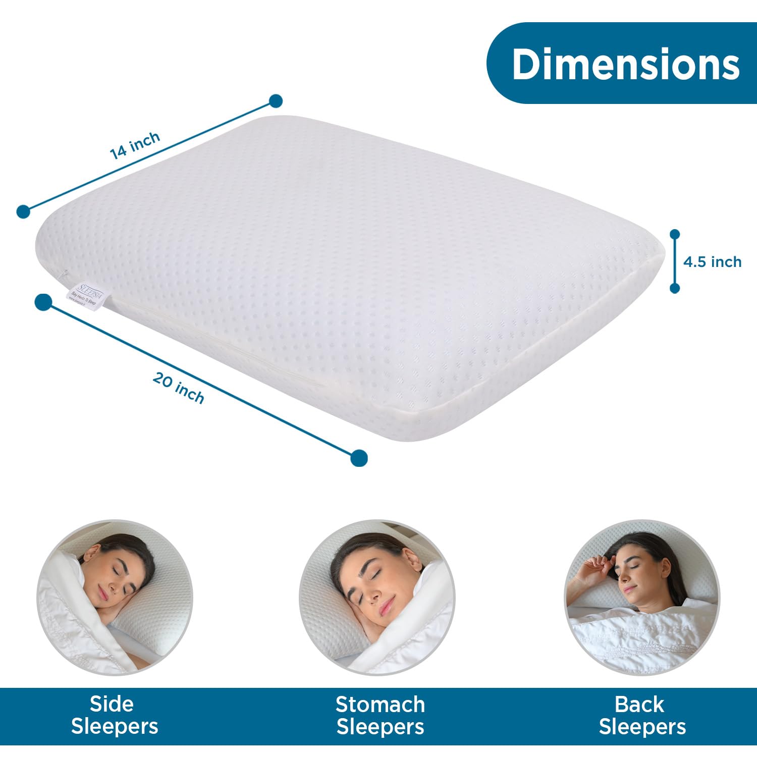 Memory Foam Pillow, Cervical Orthopedic Pillow For Neck & Shoulder Pain, Standard Size | Regular Pillow, Most Comfortable Pillow | Rectangular Shape, Removable Cover - Pack Of 1