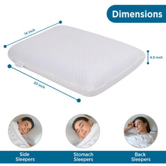 Memory Foam Pillow, Cervical Orthopedic Pillow For Neck & Shoulder Pain, Standard Size | Regular Pillow, Most Comfortable Pillow | Rectangular Shape, Removable Cover - Pack Of 1