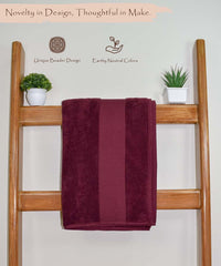 Rangoli Soft Absorbent Durable Towels Earthly Egyption Cotton Plush Oversized Large Size Bath Towel 1200 Gsm (Maroon)- Pack Of 2