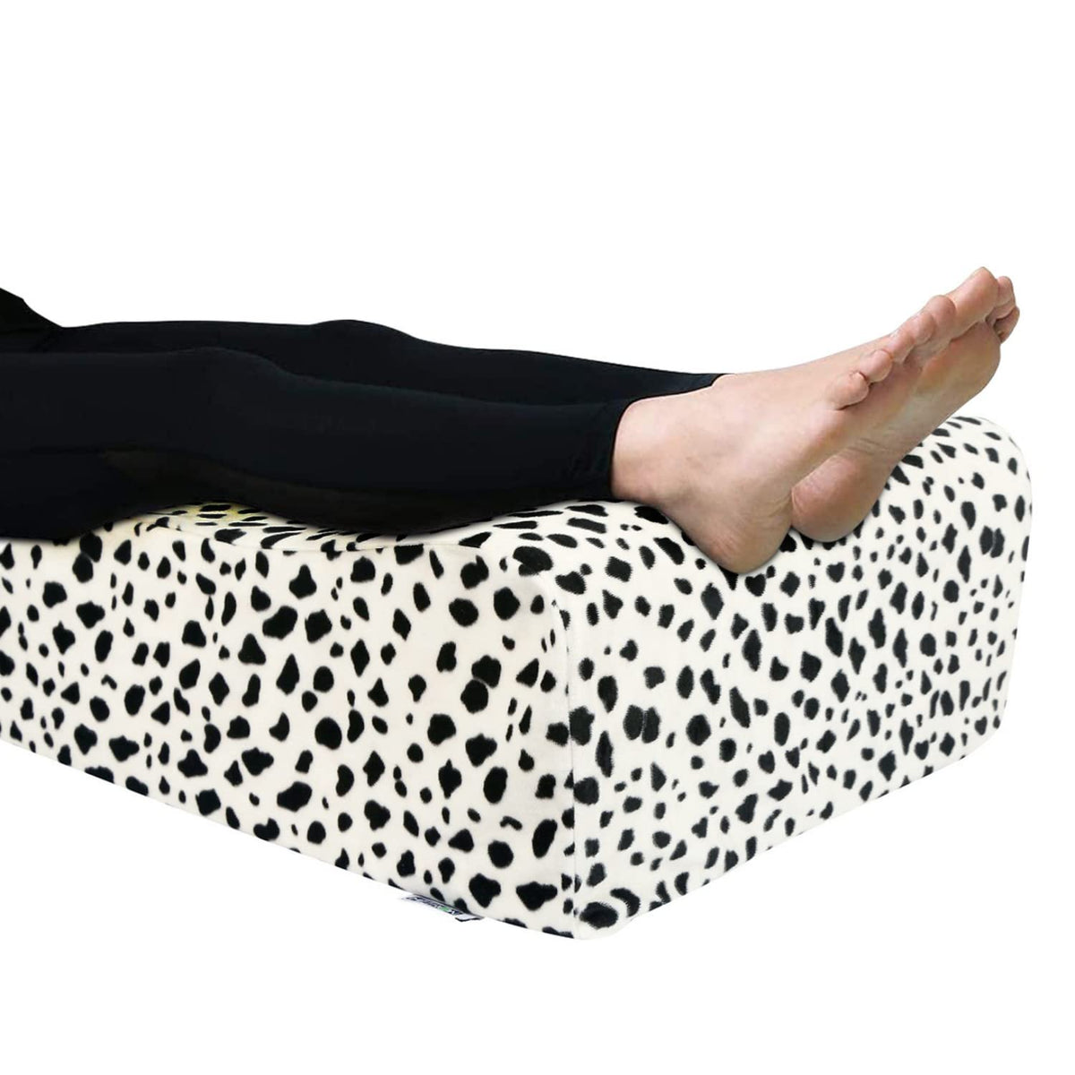Orthopedic Bed Wedge Elevated Leg Pillow, White & Black - 20 X 18 X 8 Inch | For Leg Elevation Reduces Back Pain & Improves Blood Circulation | Removable & Washable Cover - Pack Of 1