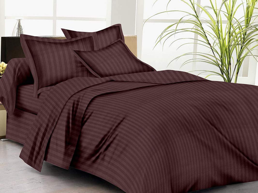 Cotton Bedsheet For Double Bed Queen Size - 90 X 100 Inches, Coffee With 2 Pillow Covers | 350 Thread Count | Premium Comfort Bedsheets For Home, Hotels & Guest House