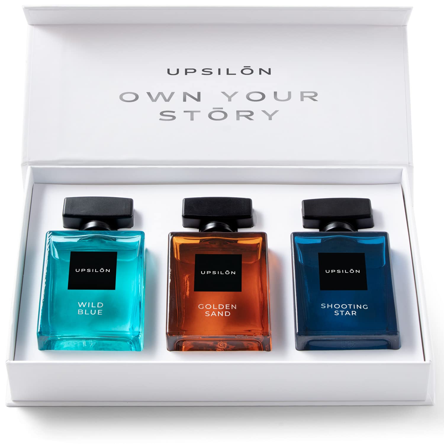 Upsilon Wild Blue + Golden Sand + Shooting Star Eau De Parfum For Men 100ml 3.4 Fl.oz. Each Pack Of 3 | Travel Friendly | Premium Perfume Gift Set