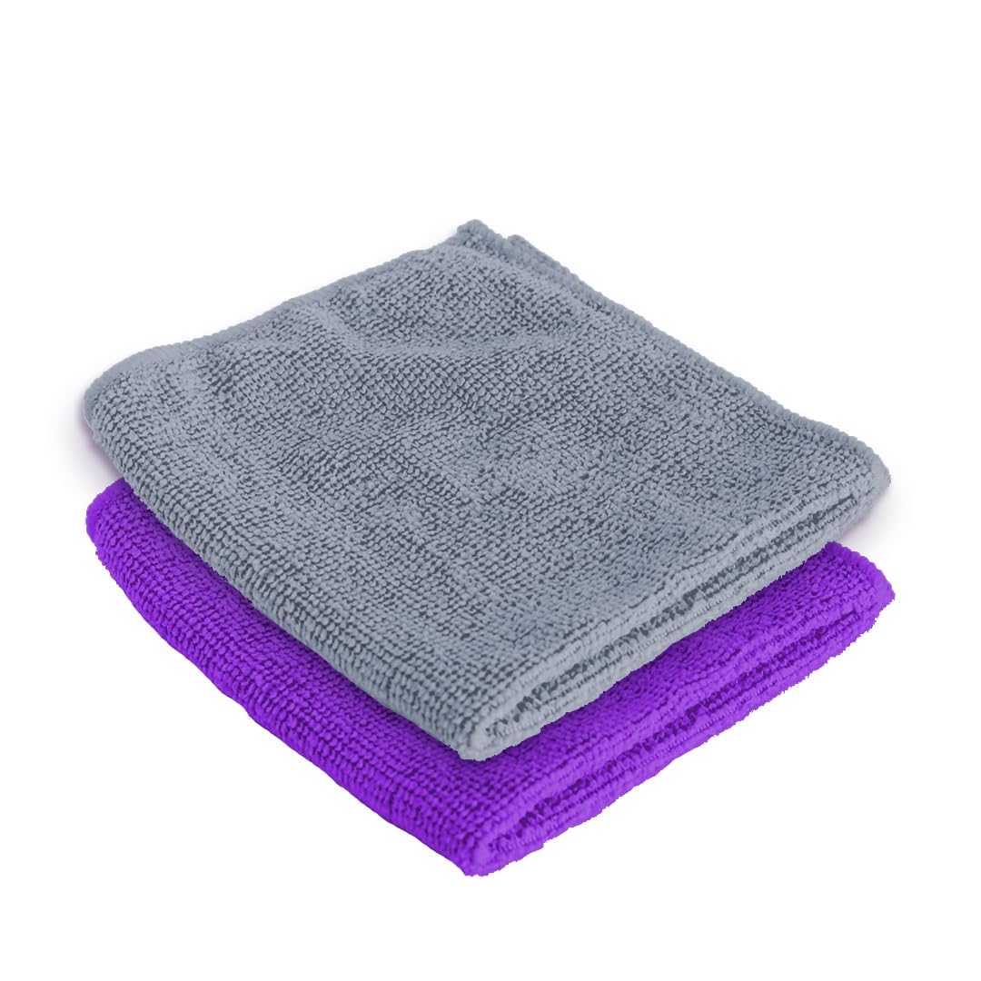 Kuber Industries Face Towel 300 Gsm | Antibacterial Microfiber Hand Towel (Purple & Gray) - 2 Pcs
